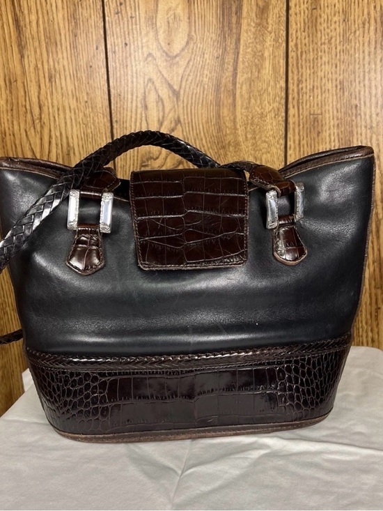 Handbags - BRIGHTON Black Brown Croc Leather Bucket Shoulder Handbag Satchel Purse Bag